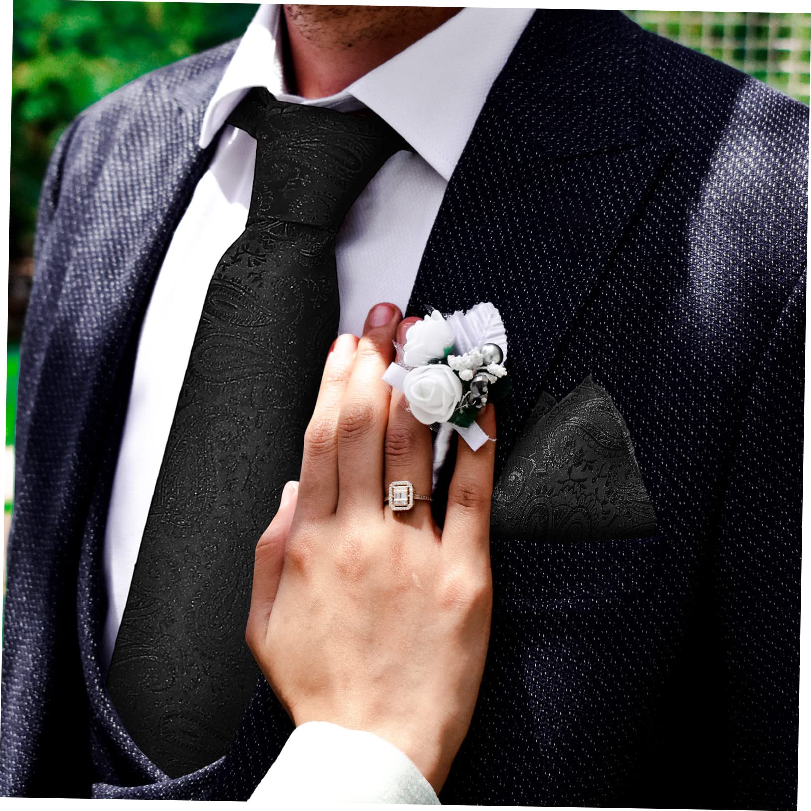 minkissy Corbata De Hombre Pajarita Corbata De Graduación Azul Marino Accesorios Para Hombre Fajín Pañuelo De Bolsillo Para Boda Pañuelo De Bolsillo De Poliéster Negro