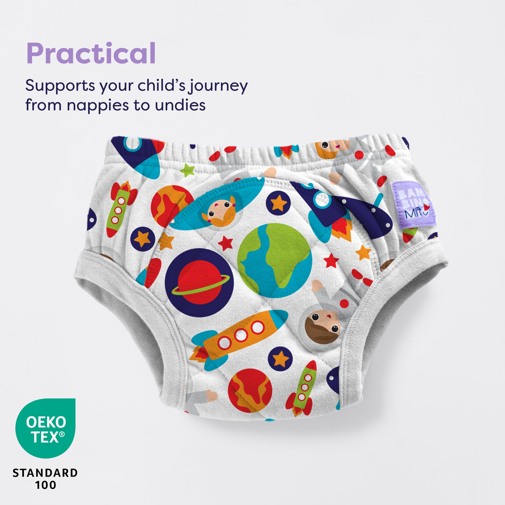 Bambino Mio Training Pants for Toddlers British Brand Award Winning Reusable Cloth Potty Pants Training Underwear, 2-3 Years, Outer Space, Baby and Toddler, Boys and Girls with Cross-Stitch — view 2