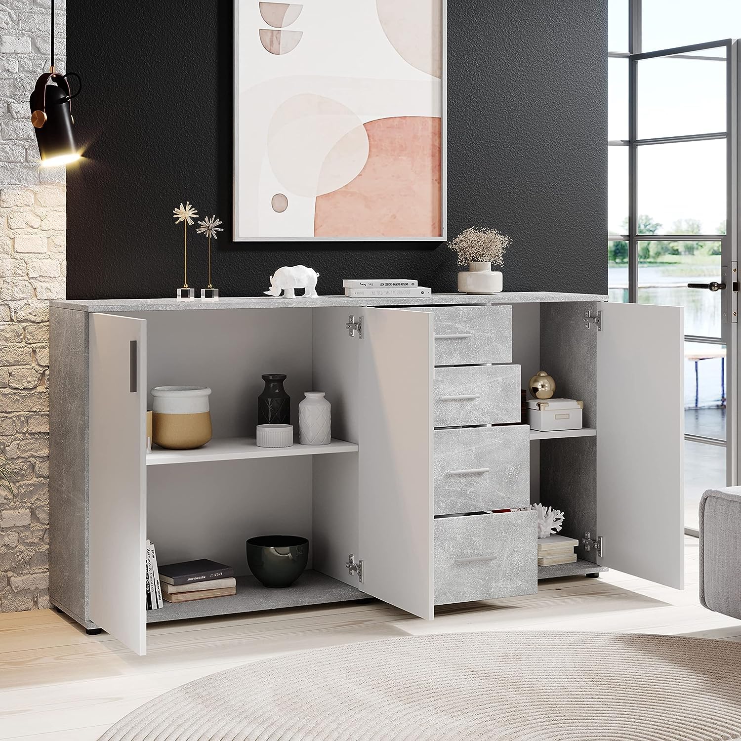 AVANTI TRENDSTORE Bea - Cassettiera/comó in Legno Laminato nella misura 160x84x35 cm, disponibile in diversi colori. Perfetto per soggiorni, ingressi o camere da letto