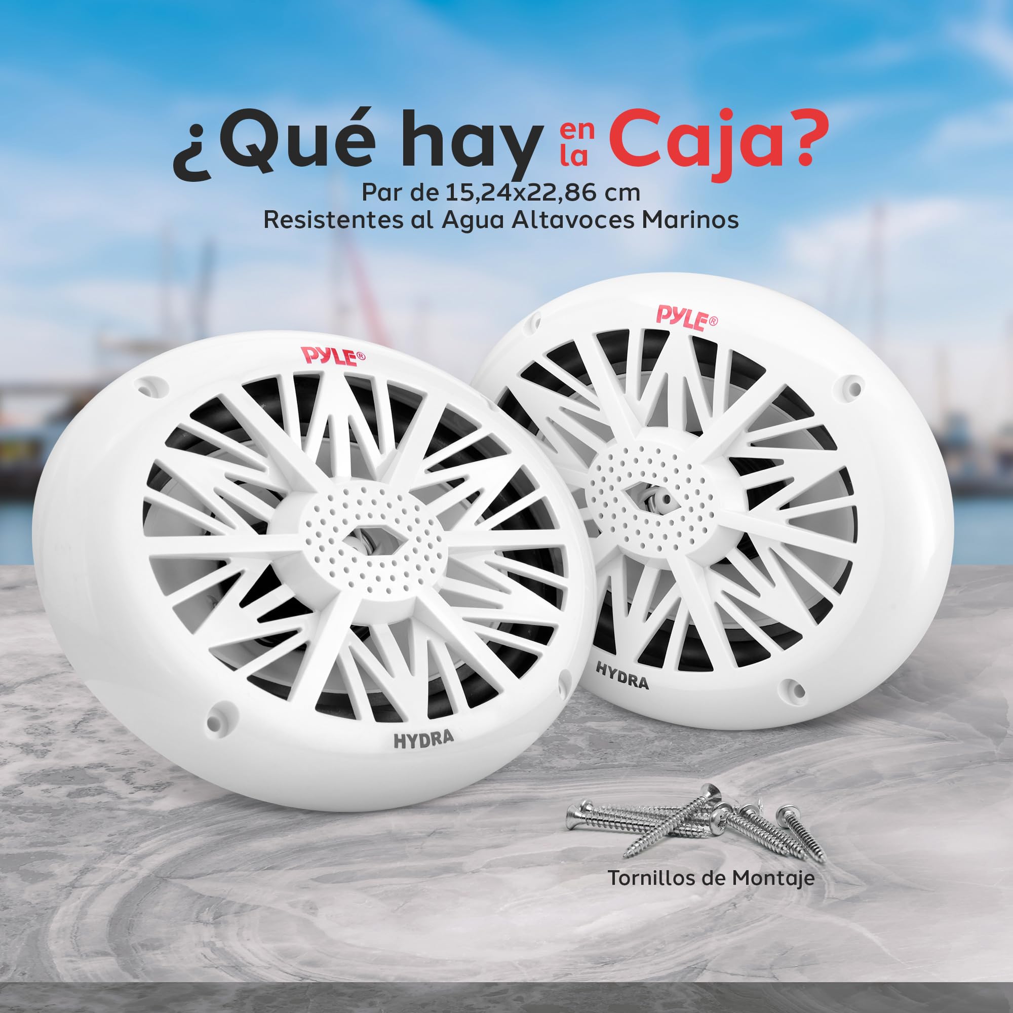 Pyle Altavoces Marinos 6x9 Pulgadas Doble - Sistema de Sonido Estéreo Exterior Resistente al Agua y al Clima con Potencia de 260W, Cono de Policarbonato y Borde de Tela - 1 Par - PLMR692
