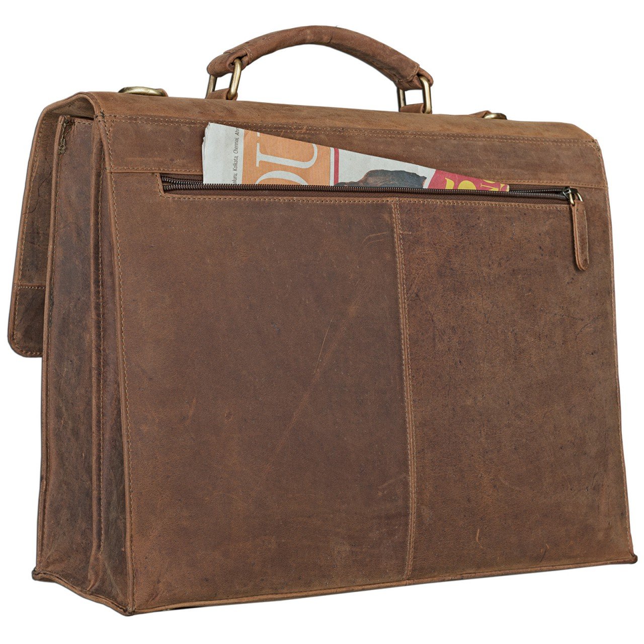 STILORD Constantin Maletín Cuero Hombre Bolso Profesor Bolso Negocios Bolso Trabajo Bolso Mensajero Bandolera para portátil 15.6" auténtica Piel Color:marrón - Medio