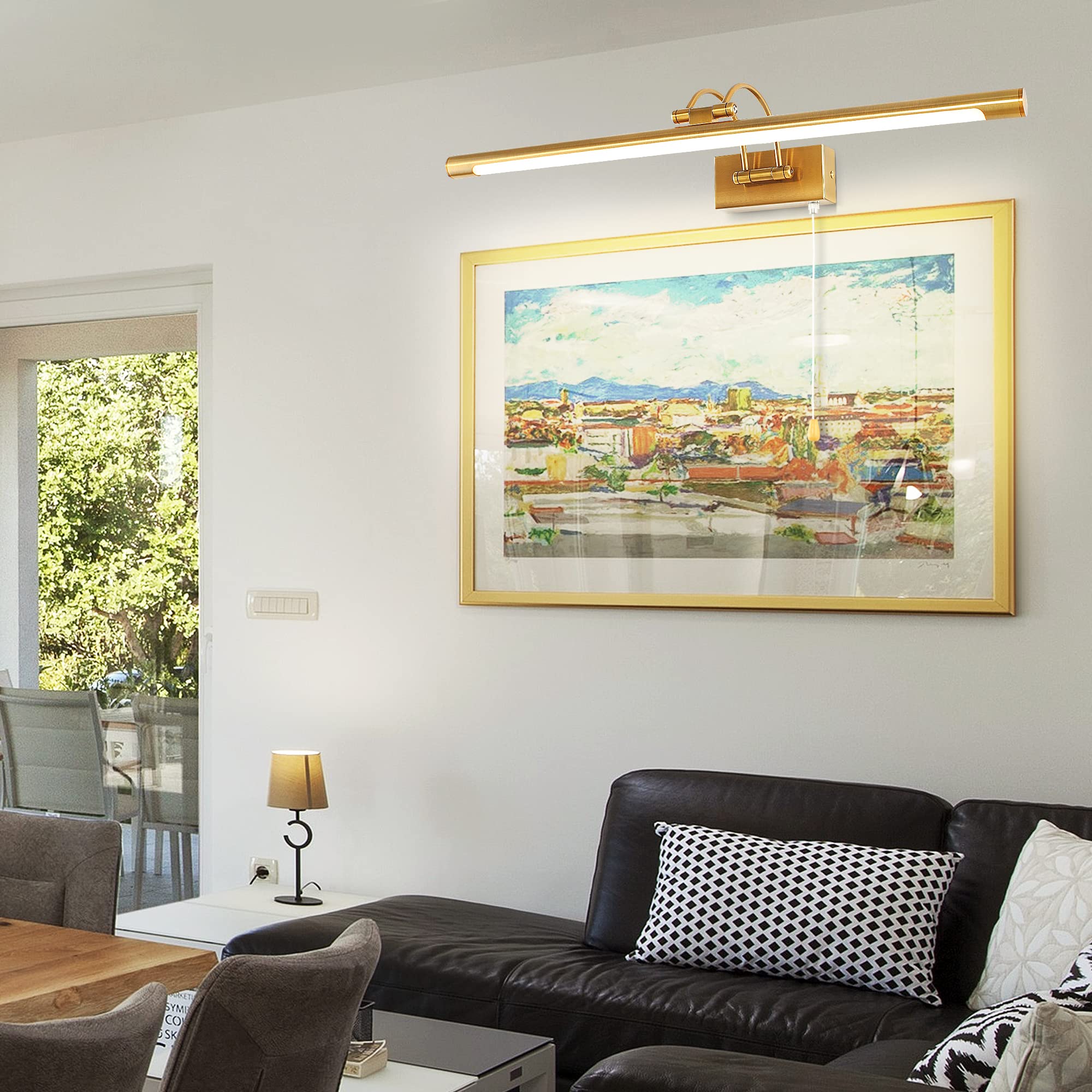 Lampa LED nad lustro łazienkowe, 90cm lampa łazienkowa nad lustro, lampa LED z obrotową głowicą lampy i włącznikiem pociąganym, 16W lampa ścienna Arc Arm IP44