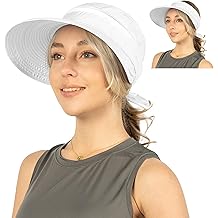 Women Sun Hat for Outdoor UV Protection, Wide Brim Sun Hat Ponytail, Convertible Zip-Off Beach Hat Visor
