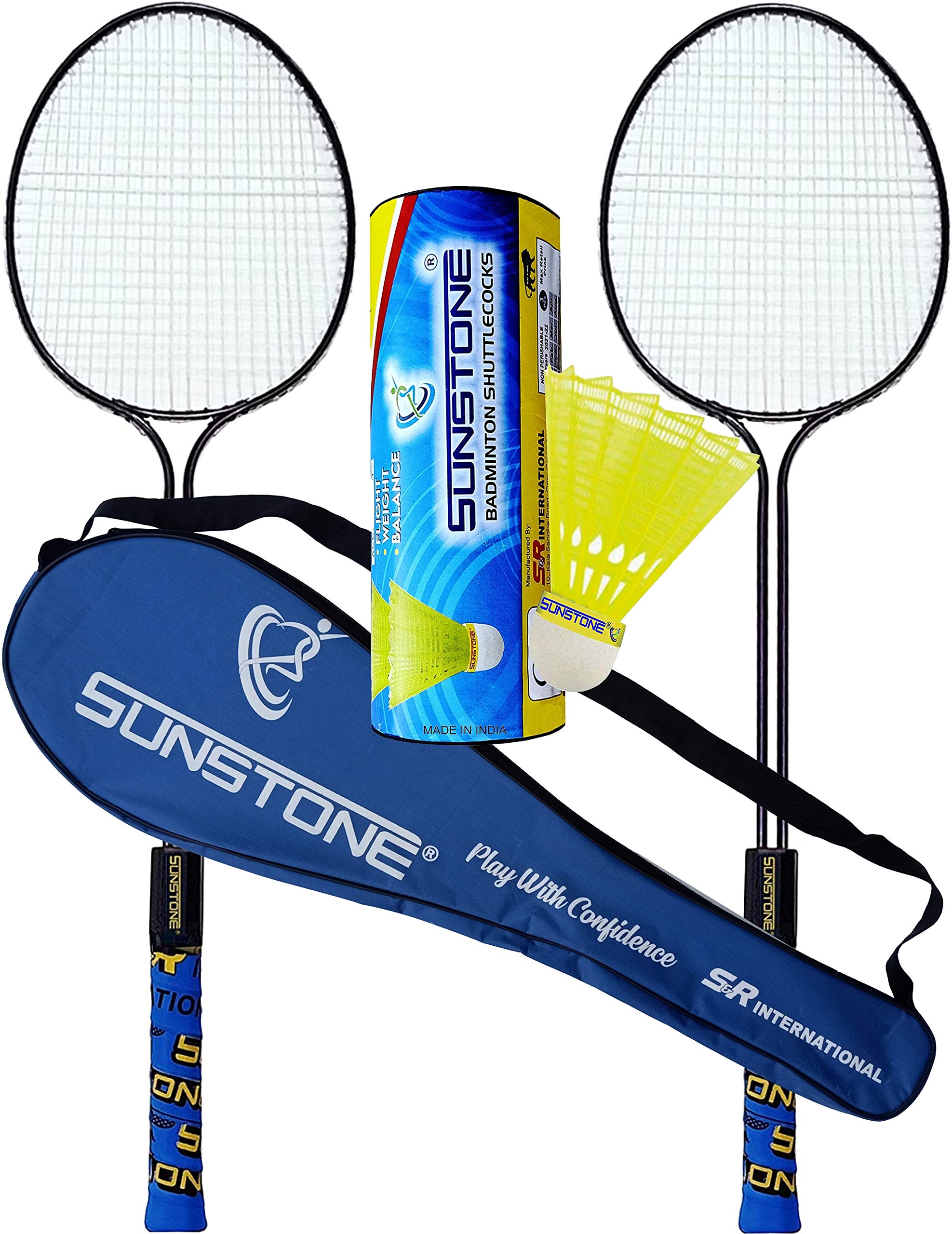 Badminton Rackets 2 Piece DX 077 with 3 Nylon Shuttlecocks Full Cover