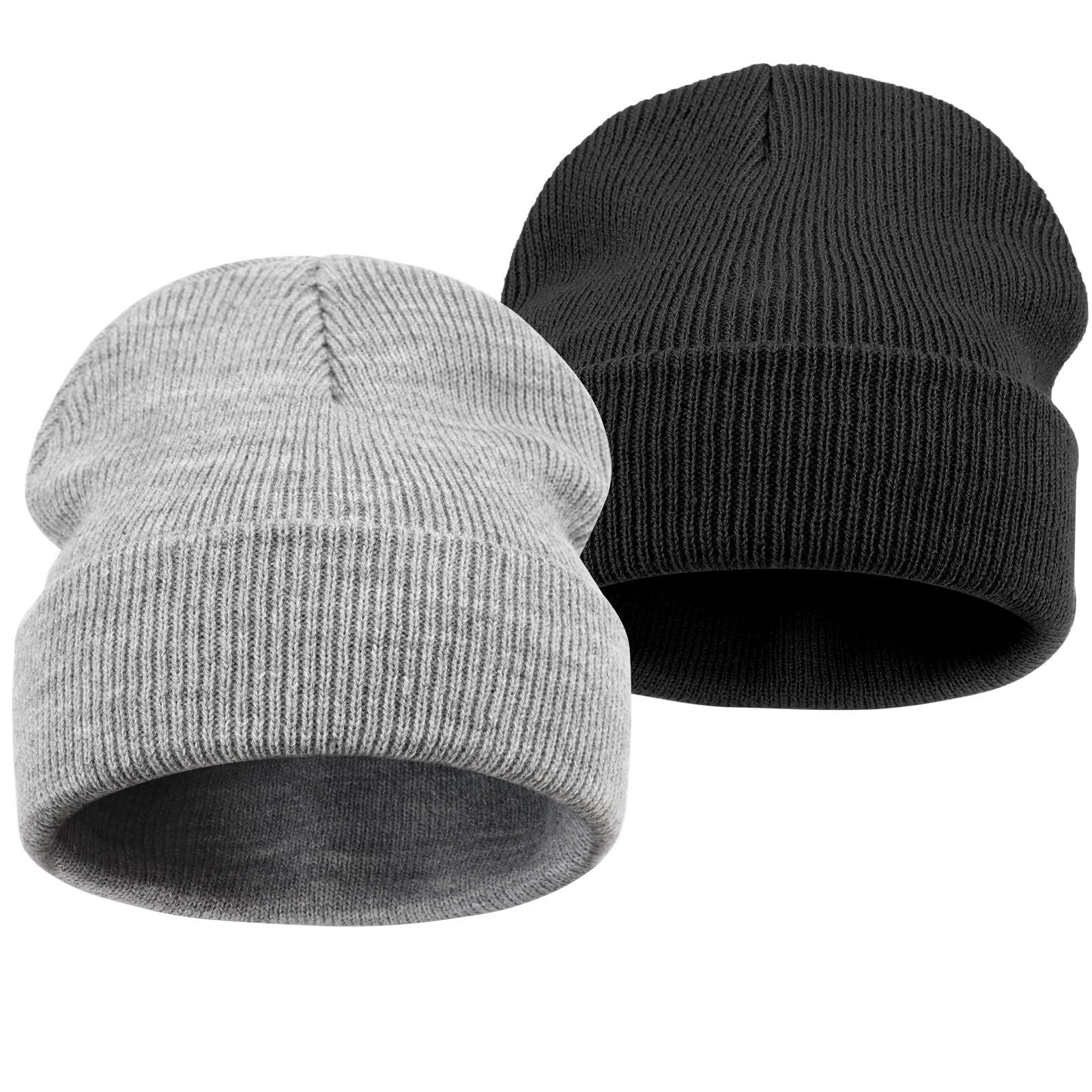 DRESHOW Winter Beanie Hat for Women Turn up Slouch Knit Beanie Hats Warm Woolly Hat
