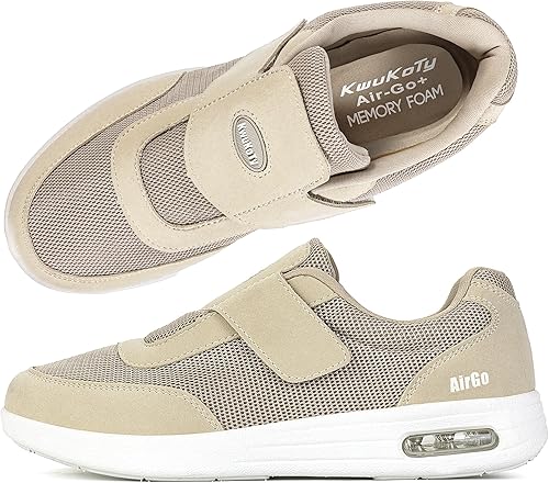 KWUKOTY Zapatos diabéticos para mujer  Zapatillas ajustables  Sin cordones  Fascitis plantaredemapies hinchadosjuanetes  Talla ancha 6.5-10