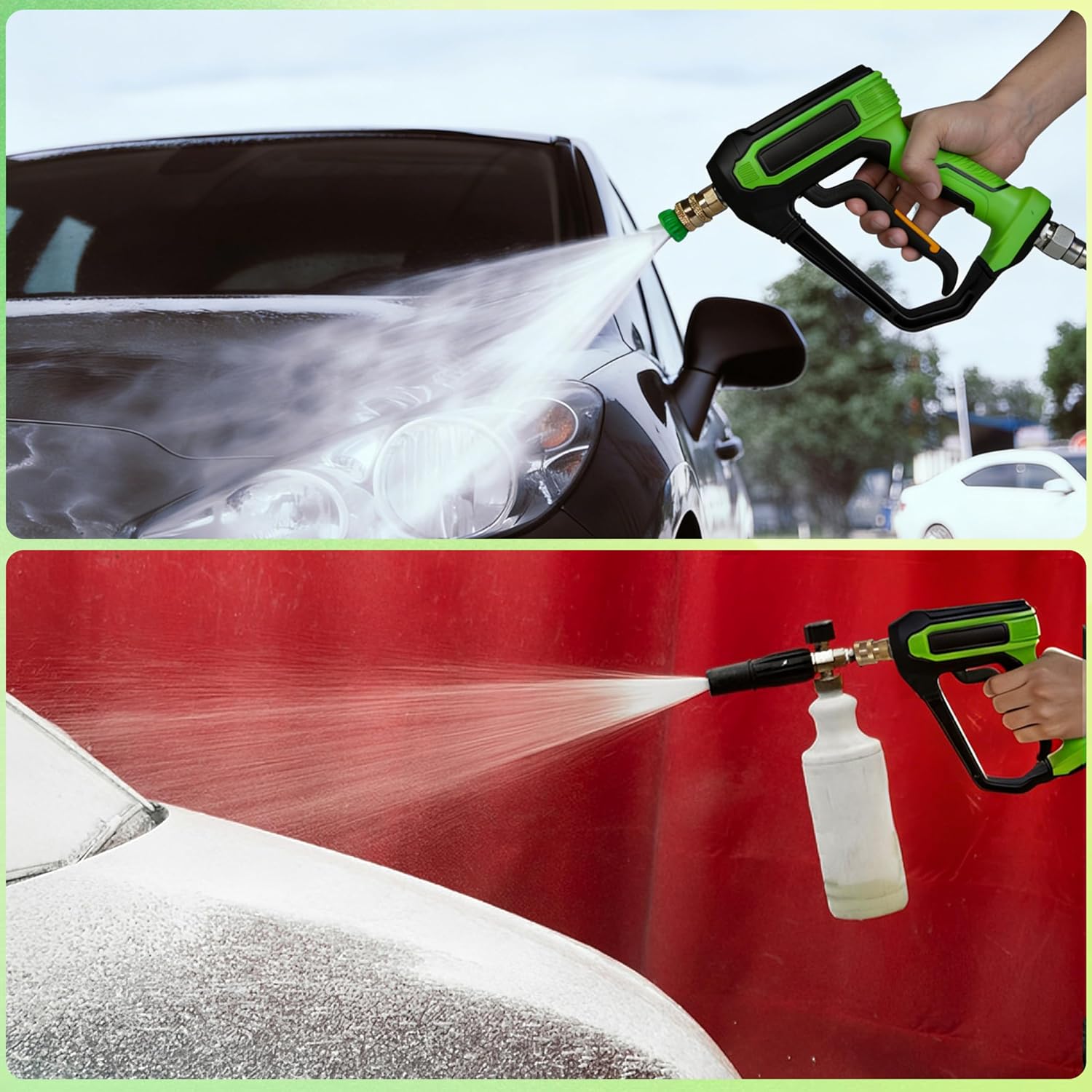 Pressure Washer Short Gun, 5000 PSI / 10.5 GPM High Pressure Washer Gun with 5 Quick Connect Nozzles, M22-15 Adapter, 3/8" Male Plug, Fits Power Washers for Car/Patio Cleaning