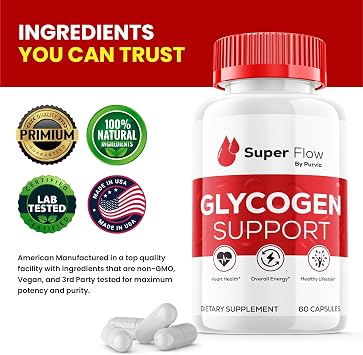 Super Flow Glycogen Optimizer, Superflow Glycogen Support, Super Flow Optimizer Super Flow Optimizer Vitamin Supplement Overall Wellness Support, Super Flow Maximum Strength USA Made (60 Capsules)