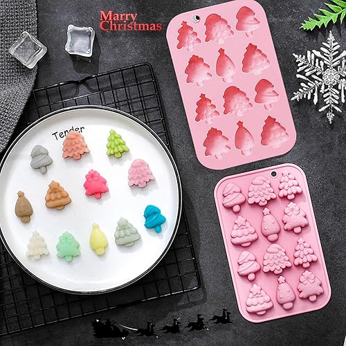 Miniatura 6 de Paquete de 3 moldes de silicona para hornear de Navidad, moldes de silicona para árbol de Navidad, moldes de jabón para dulces para gelatina de