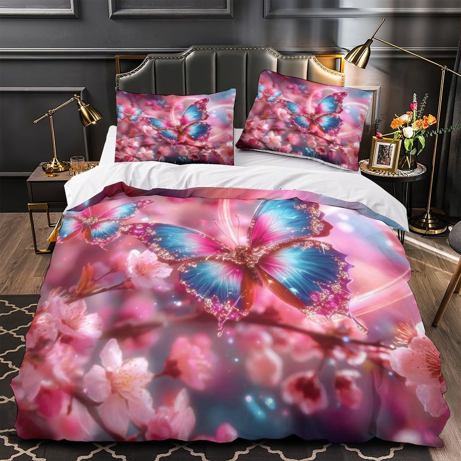 Housse de couette papillons anti-allergie et zippée pour le sommeil paisible de votre garçon