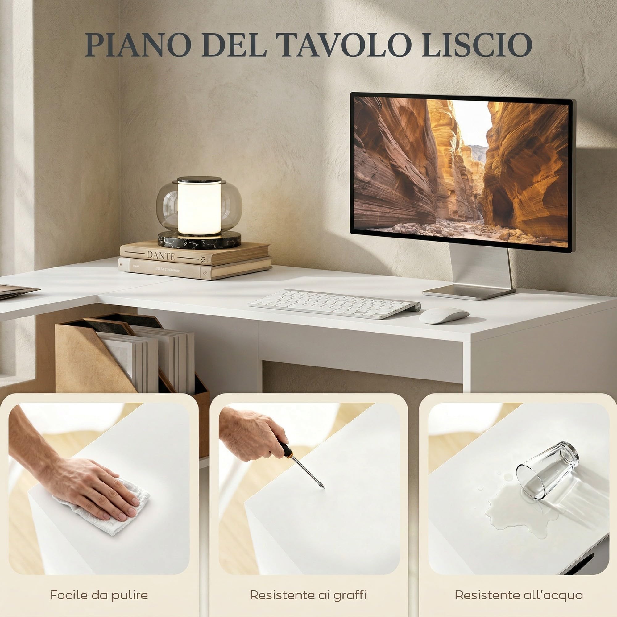HOMCOM Scrivania Angolare per Computer 110x100 cm con Scaffale Bianco | Scrivania a L, Cassetto in Tessuto, Tavolo per PC, per Ufficio Studio e Camera da Letto, ad Angolo