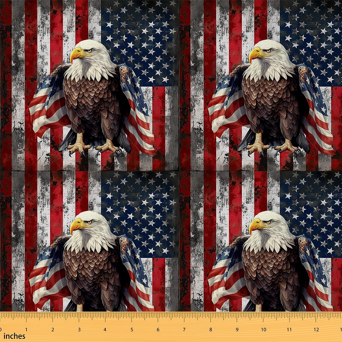 Feelyou American Flag Upholstery Fabric for Chairs 1 Yard Wild Animal Eagle Printed Fabric by The Yard for Boys Girls US Stars Stripes Flags