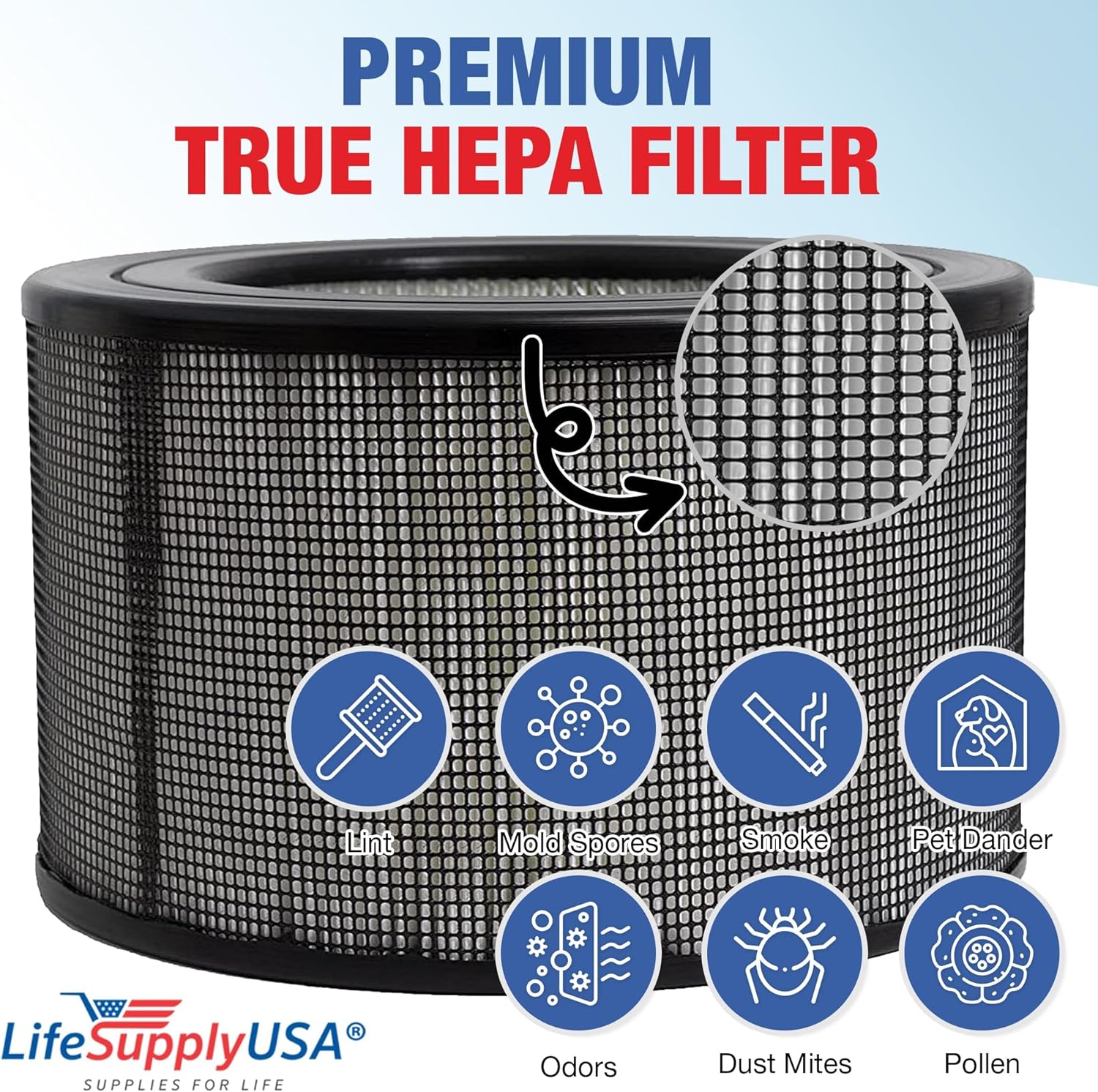 62500 True HEPA Filter Replacement Compatible with Sears Kenmore 83236, 83256 Air Purifier by LifeSupplyUSA
