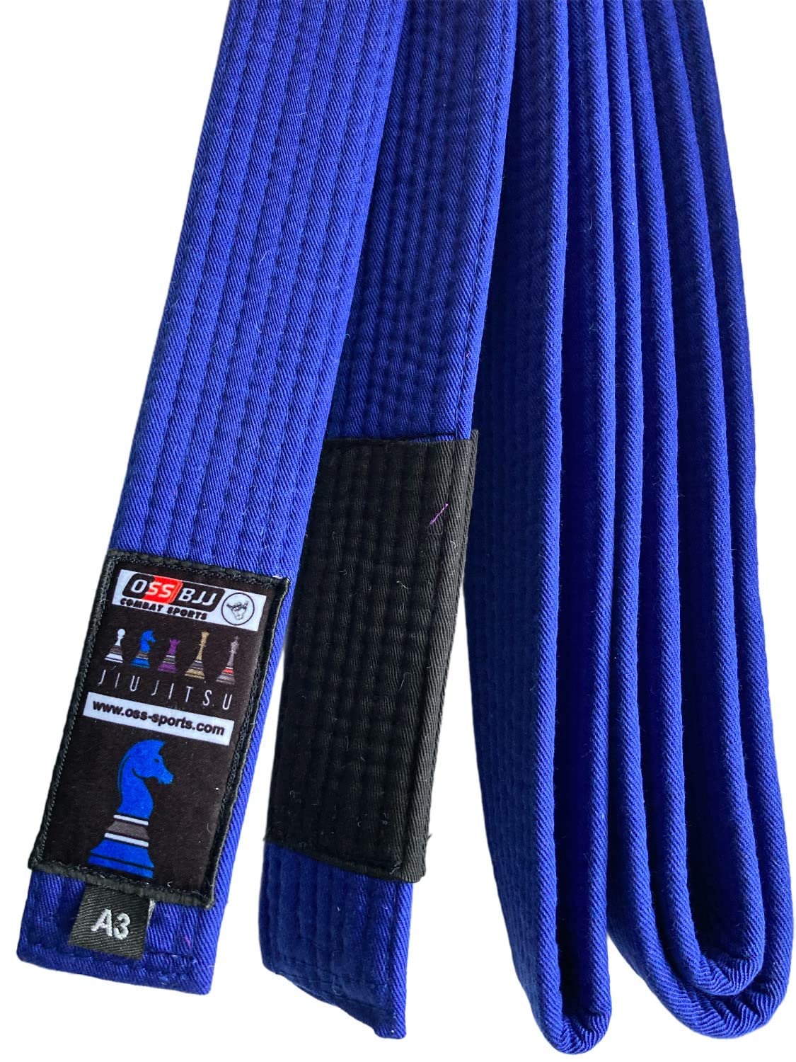 OSS-BJJ Combat SportsOSS Combat Sports BJJ Belt - Brazilian Jiu Jitsu Belt - Jujitsu Belt - RIBJJF Approved Adult’s Size Brazilian Jiu-Jitsu Belt 100% Cotton Durable Competition Ready Belts- BJJ Gi A2, A3 (Blue, A3)