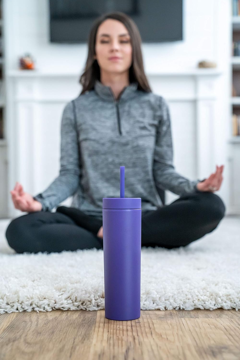 STRATA CUPS Purple Skinny Tumblers with Lids and Straws (12 pack) - 16oz Double Wall Acrylic Tumbler, Tall Matte Skinny Tumblers, Bulk with Free Straw Cleaner, Reusable Cups - Image 7