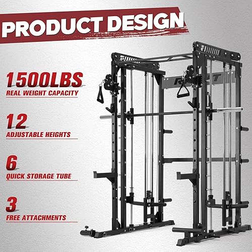 Miniatura 6 de RitFit - Máquina M1 y M1 Pro Smith con sistema de cruce de cables, jaula de potencia multifunción para sentadillas para gimnasio en casa, rack de