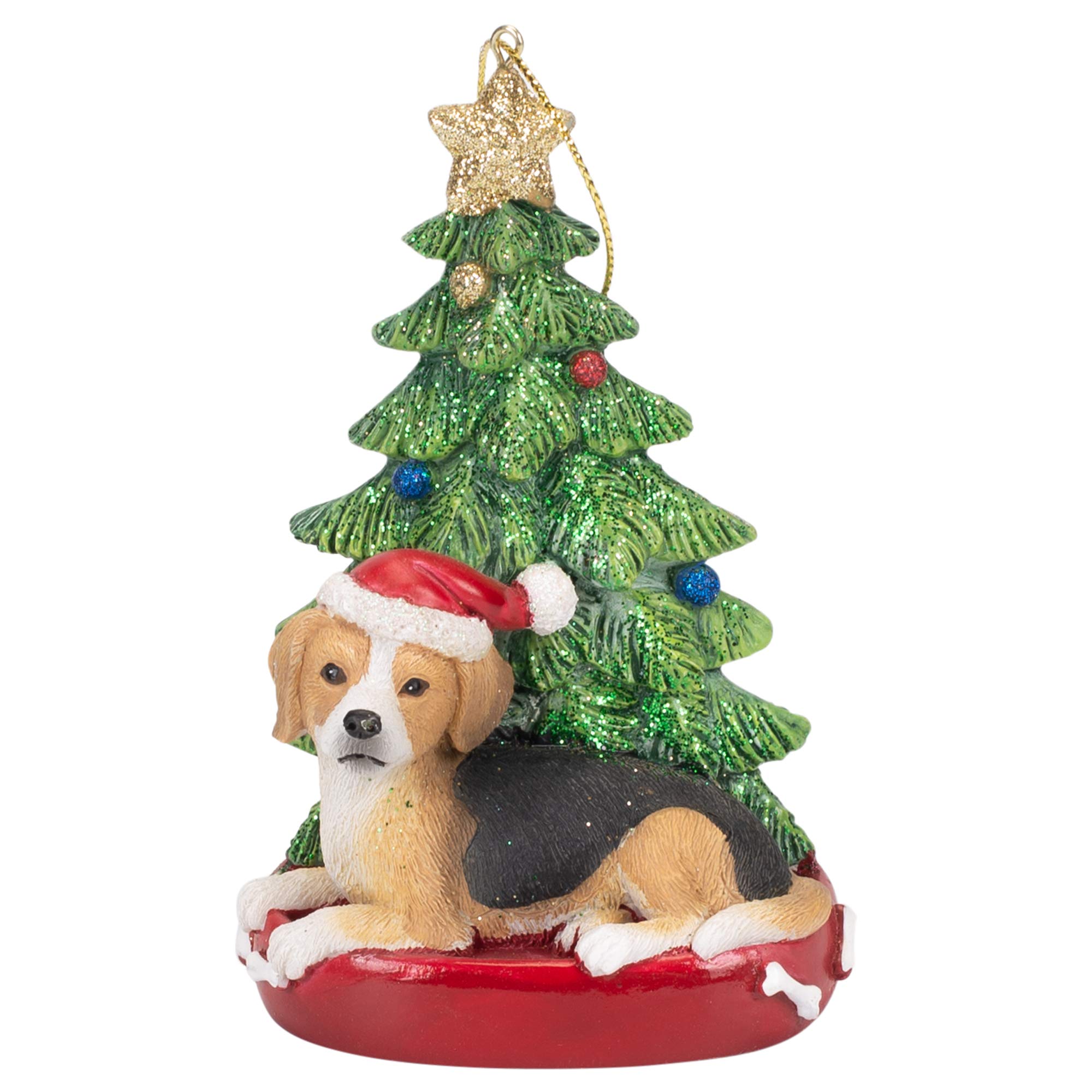 Beagle 4 Inch Santa Dog Resin Christmas Ornament