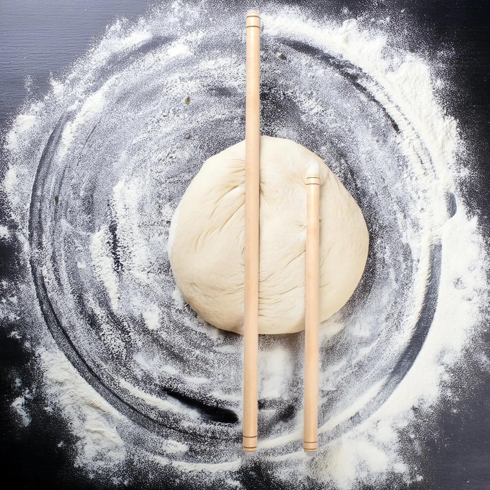 2-teiliges Set (48,3 cm + 78,7 cm Set) Oklava extra langes Nudelholz zum Backen, Mattarello Nudelholz für Manti Ravioli Pasta, türkischer Baklava-Teig, Tortilla, handgefertigtes Holz