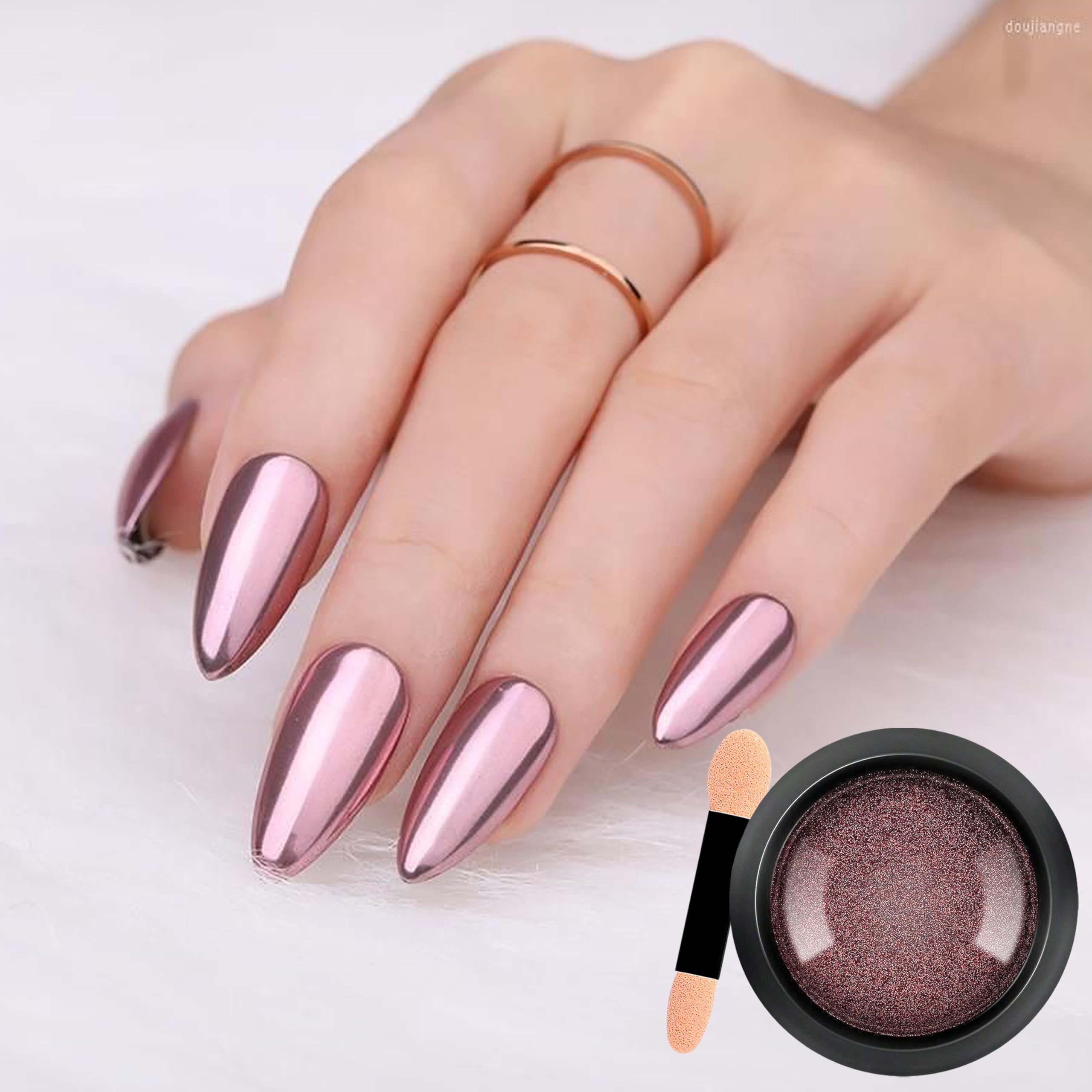 Chrome Nail Powder, 4 kolory, chromowany puder brokatowy, zestaw - proszek do paznokci, proszek do paznokci, błyszczący proszek, efekt lustrzany, DIY