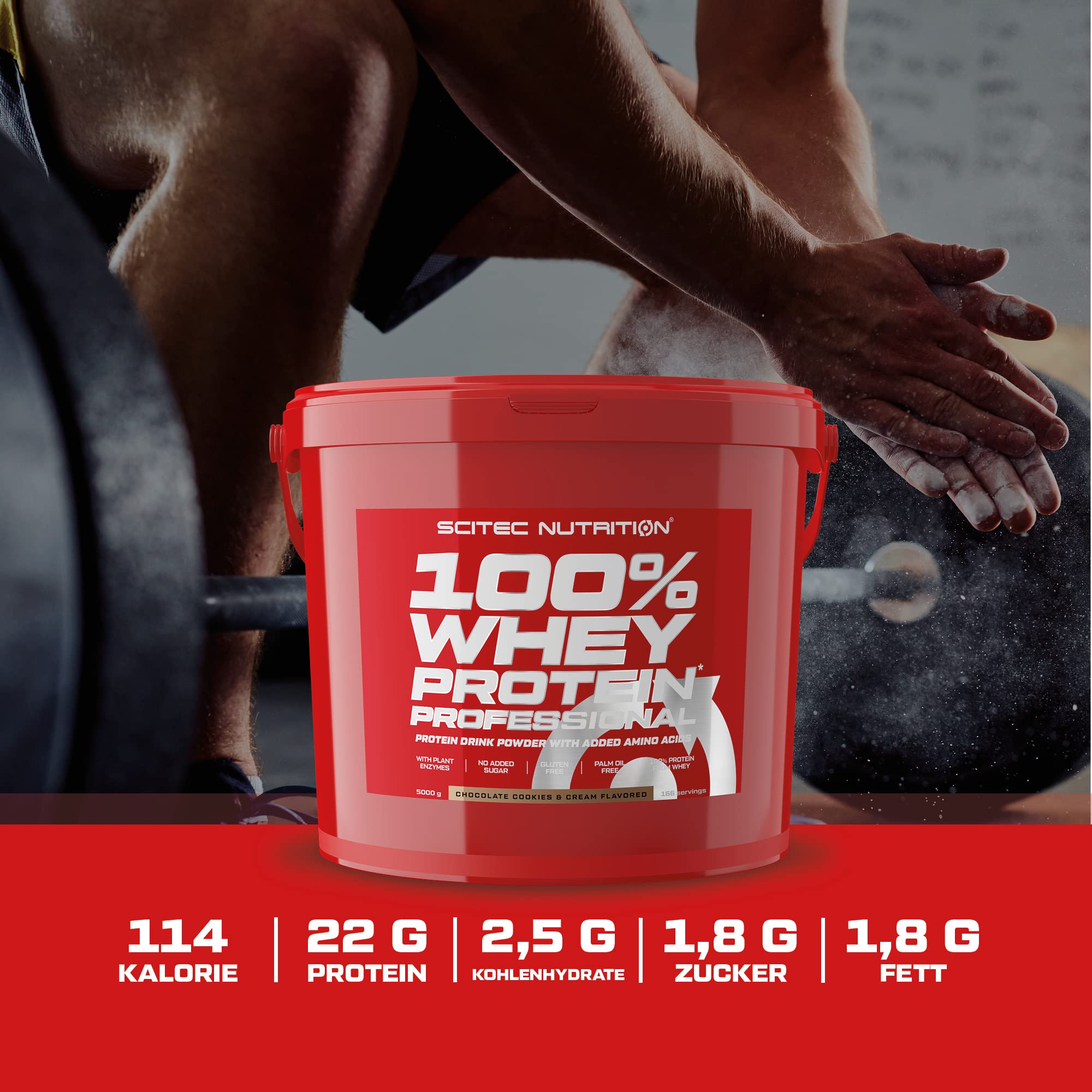 Scitec Nutrition 100% Whey Protein Professional - Molkenprotein-Komplex | Aus Konzentrat und Isolat - mit Verdauungsenzymen und zusätzlichen Aminosäuren - 5 kg, Vanille