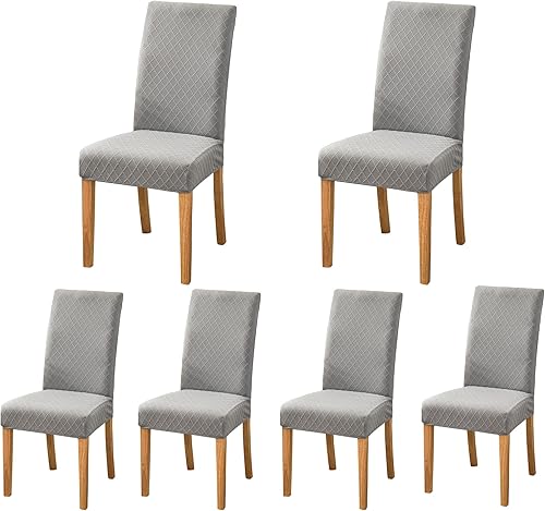 SoulFeel Juego de 6 fundas para sillas de celosía, extraíbles y lavables, elásticas de elastano jacquard Parsons para silla de comedor, fundas