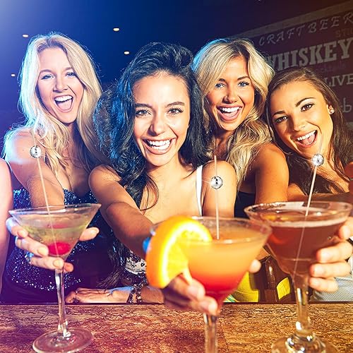 Miniatura 5 de Hushee 300 palillos de cóctel largos, palillos de dientes decorativos de lujo, bola de cóctel plateada, pinchos de madera, palos de cóctel de bambú,