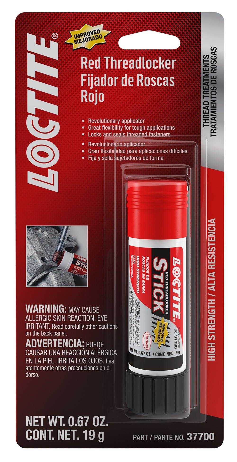Loctite 37700-6PK Red High Strength Thread Locker - 19 Grams Stick, (Pack of 6)