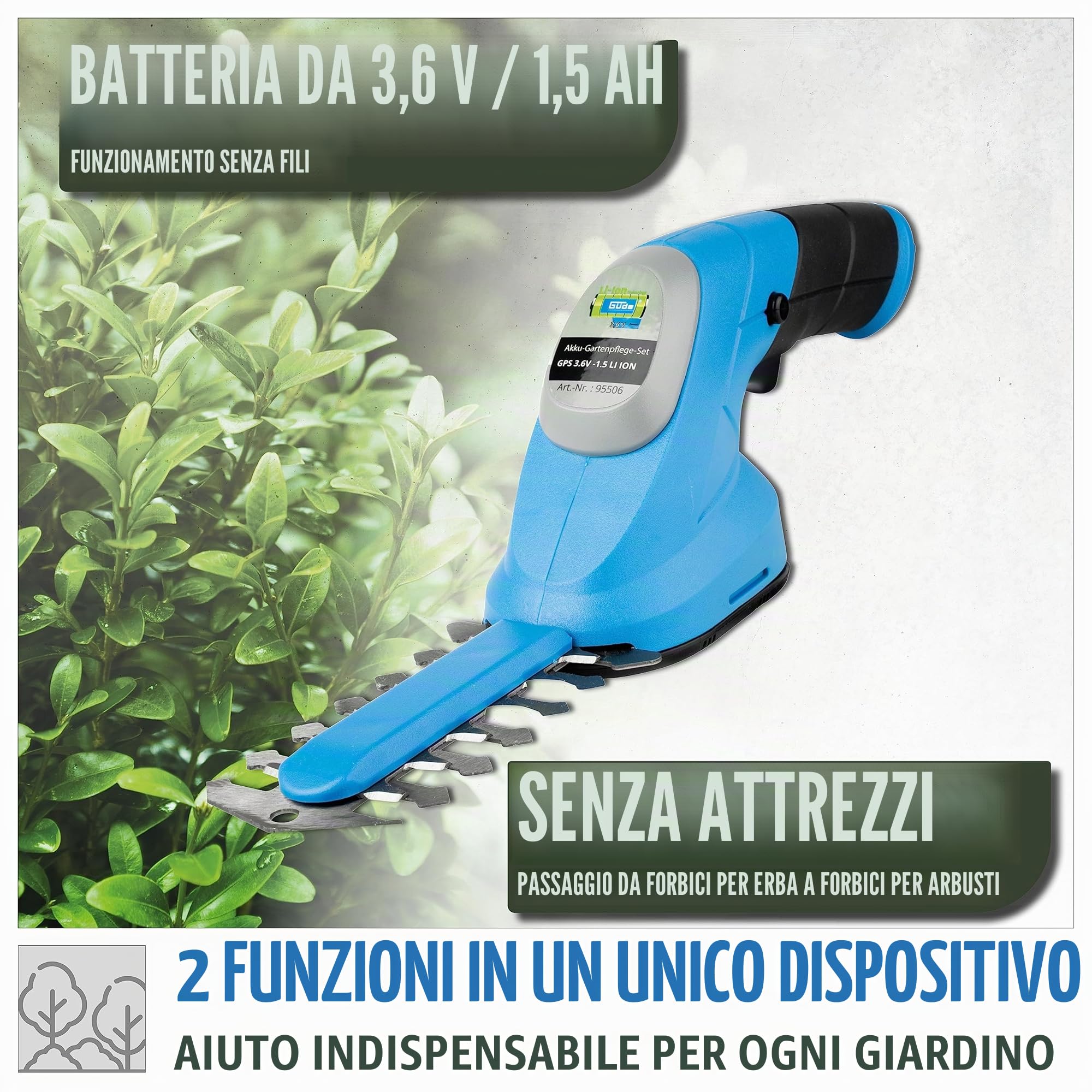 Güde GPS 3,6V-1.5 LI-Ion Batteria per la Cura del Giardino, Blu