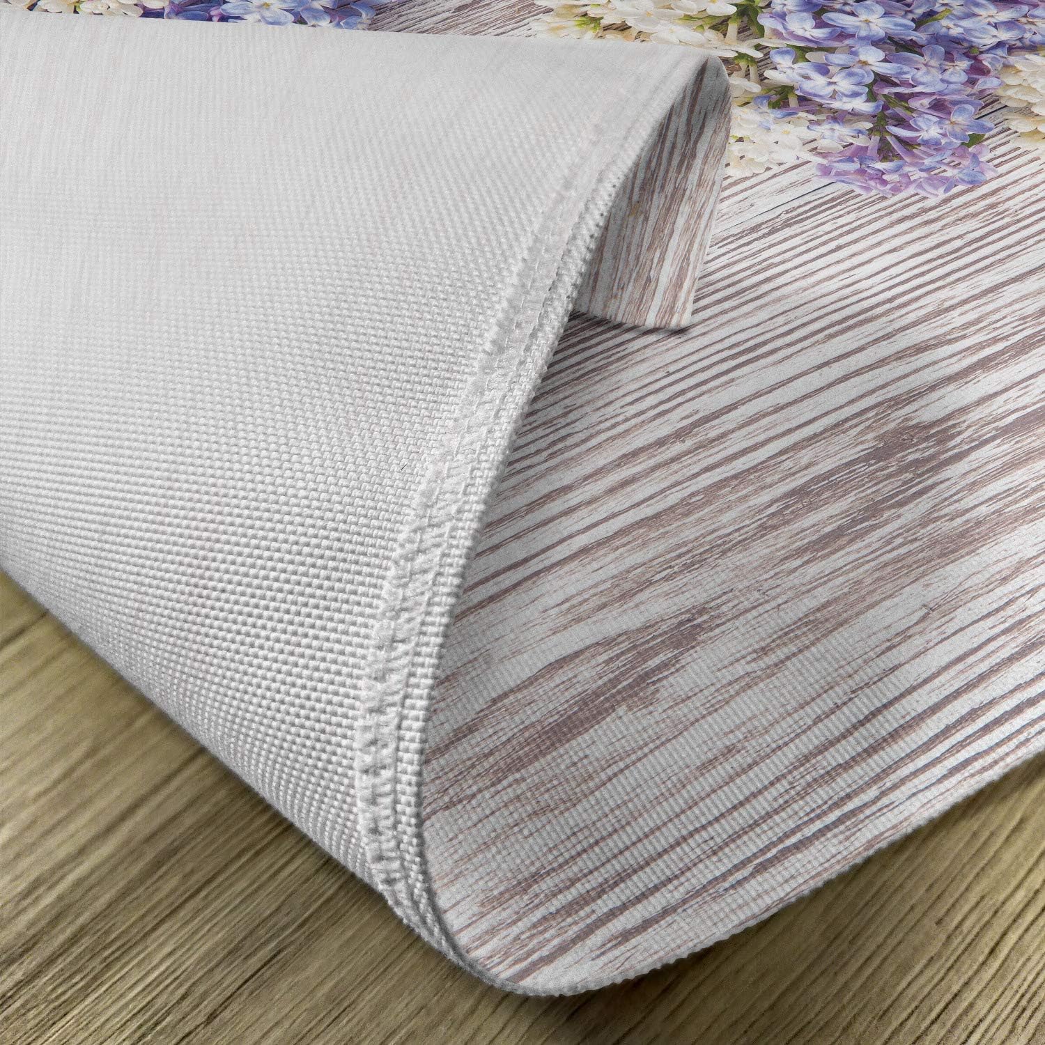 Ambesonne Rustic Place Mats Set of 4, Lilac Flowers Bouquet on Wood Table Spring Nature Romance Love Theme, Washable Fabric Placemats for Dining Table, Standard Size, Lilac Violet