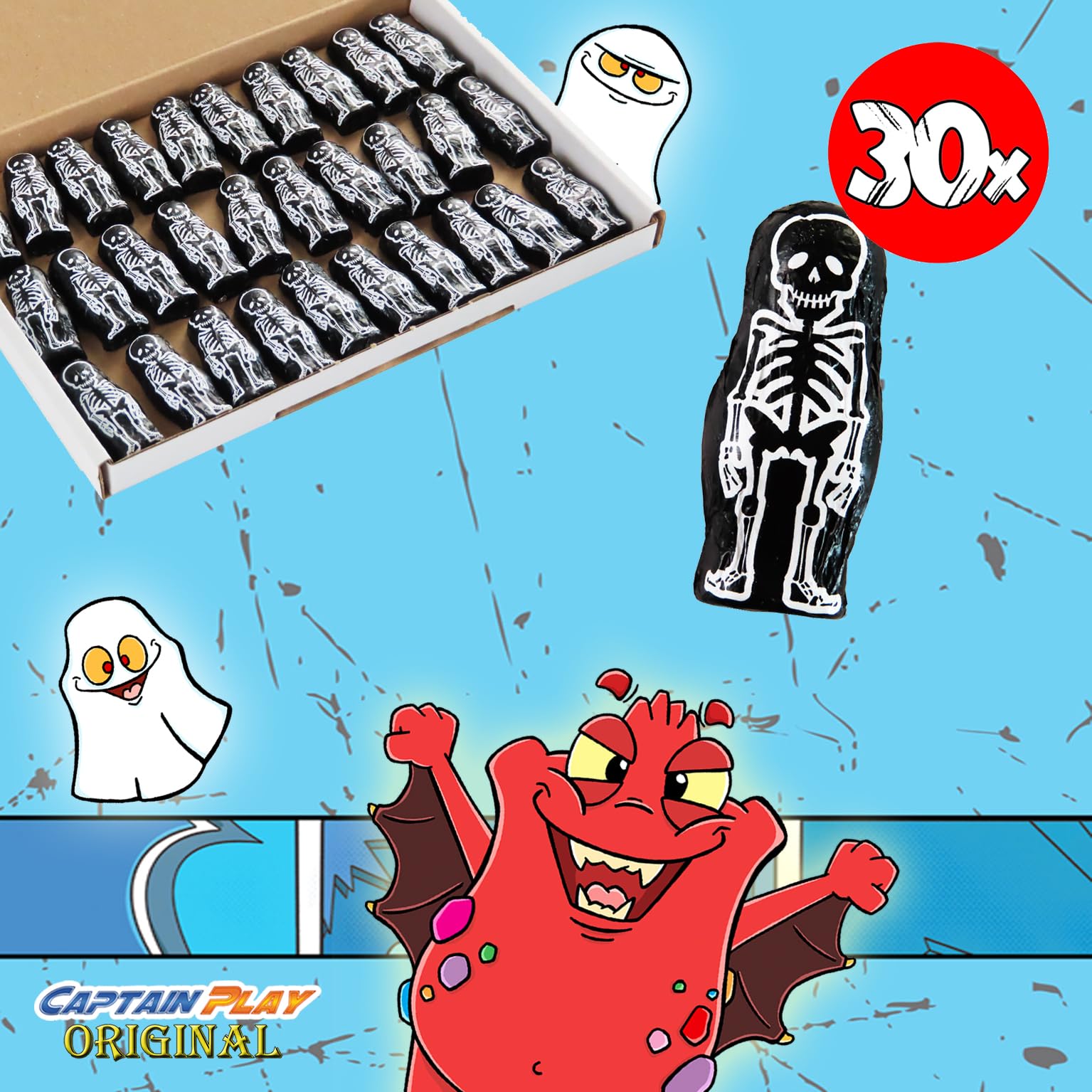 Halloween Decorazioni, 30 Scheletri di Cioccolato, 210g in confezione singola, Halloween Gadget Horror