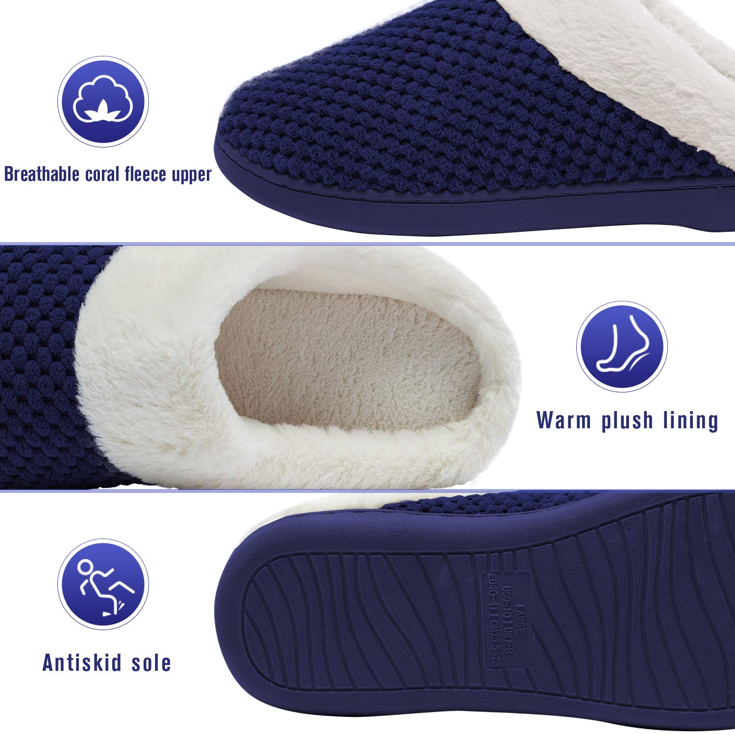 Kuako Inverno Pantofole Donna Peluche Ciabatte Caldo Comode Scarpe da Casa Antiscivolo Memoria Schiuma Pantofole Interno Esterno