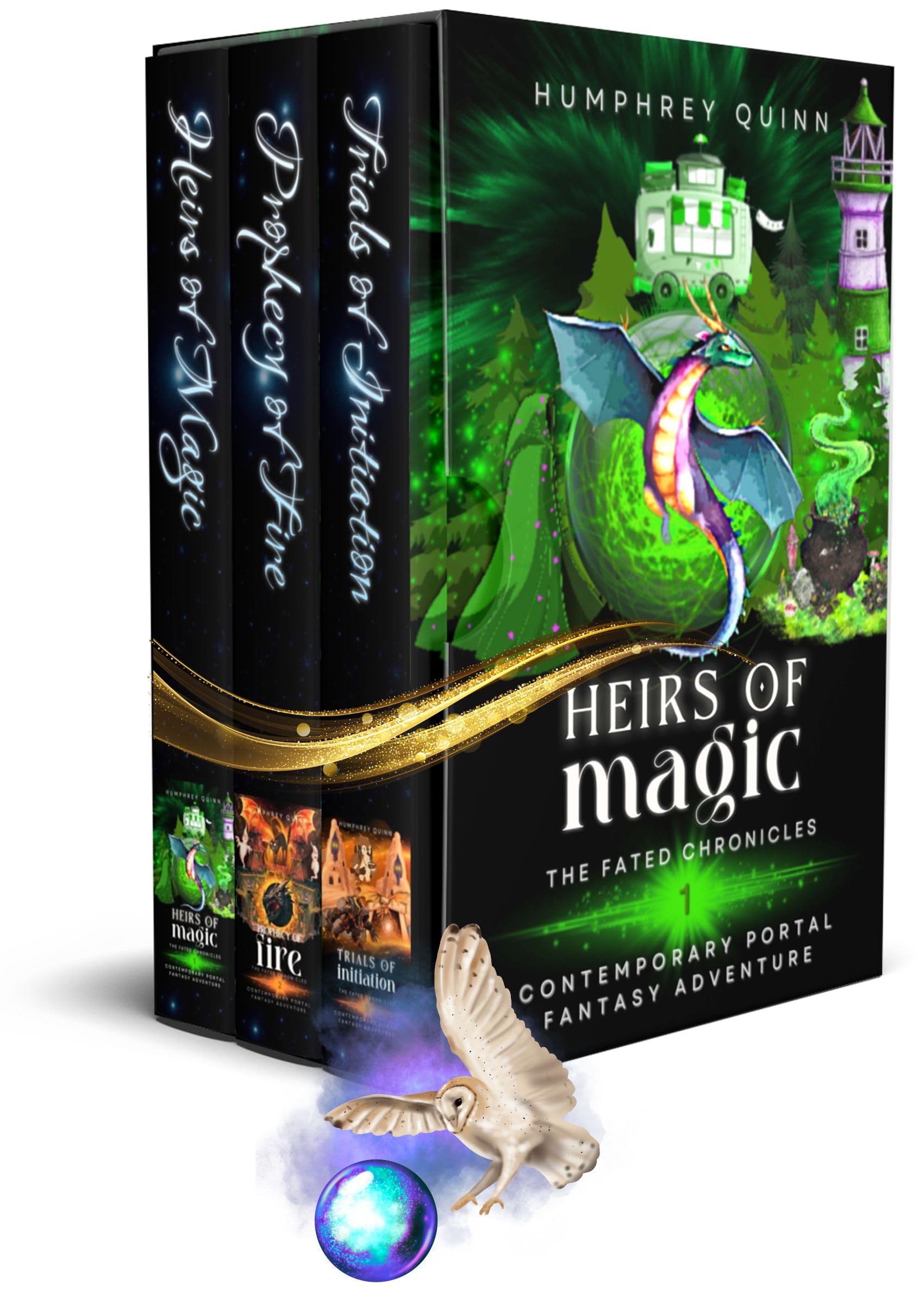 The Fated Chronicles Books 1-3 (Heirs of Magic / Prophecy of Fire / Trials of Initiation) : A Contemporary Portal Fantasy Adventure (Fated Saga Box Set Book 1)