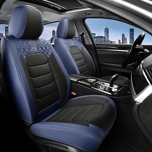 Miniatura 10 de FLORICH Funda de Asiento de Automóvil para Asientos Completos con Cuero Impermeable, Protectores de Asiento de Automóvil con Bolsillo de 2-Línea