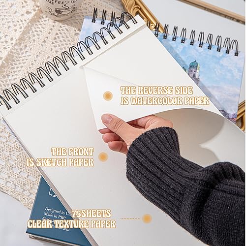 Miniatura 4 de TIEFOSSI Libro de bocetos de 9 x 12 pulgadas, suministros de arte para niñas de 8 a 12 años, bloc de papel de dibujo de 160 GSM, cuaderno de bocetos