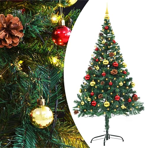 Gecheer Árbol de Navidad artificial LED artificial con bolas y decoraciones LED para decoración de Navidad verde Navidad 591 pulgadas crea un Gecheer Árbol de Navidad artificial LED artificial con bolas y decoraciones LED para decoración de Navidad verde Navidad 591 pulgadas crea un