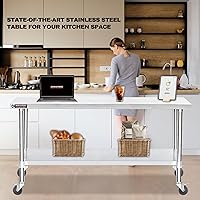 Vista 7 de DuraSteel Carrito de acero inoxidable NSF de 30 x 72 pulgadas, mesa de preparación de alimentos resistente con estante inferior, isla de cocina