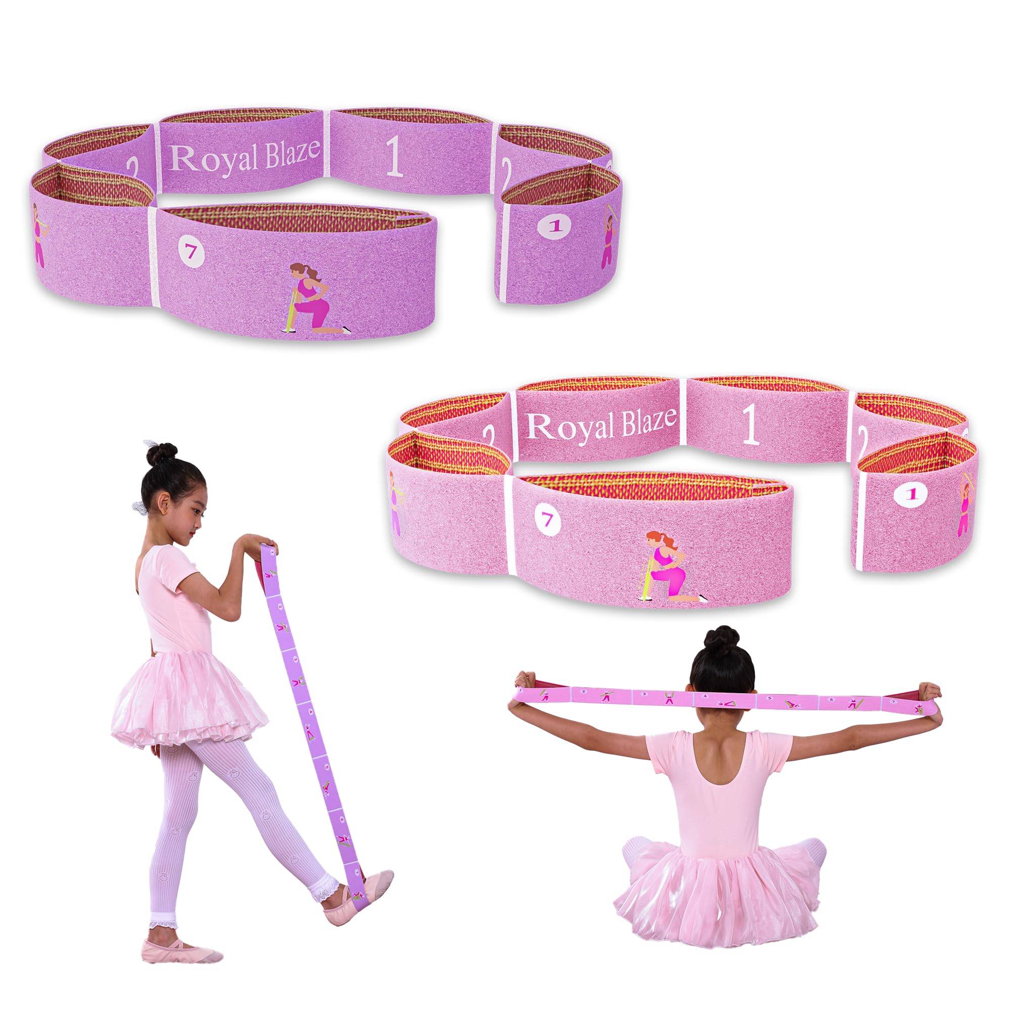 Stretch Strap with Loops – 2 PCS Multi-Loop Yoga & Physical Therapy Stretching Band, Cotton Flexibility Strap for Exercise & Ballet