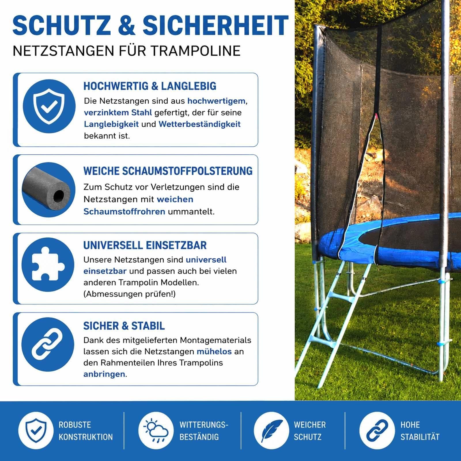 Trampolin Netzstangen, Ersatz-Stangen für Netz (JS+EXD, JS-IN)