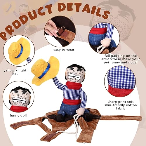 Miniatura 2 de Abbylike Disfraz de Halloween para perro, 2 piezas, disfraz de caballero para mascota con muñeca y sombrero, divertidos disfraces de Halloween para