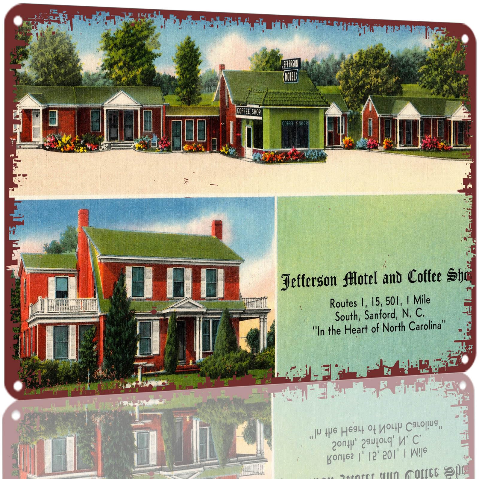 Kwqdozf As Pic 8X12 Inch Aluminum Metal Sign Retro Jefferson Motel Coffee Shop Wall Decor