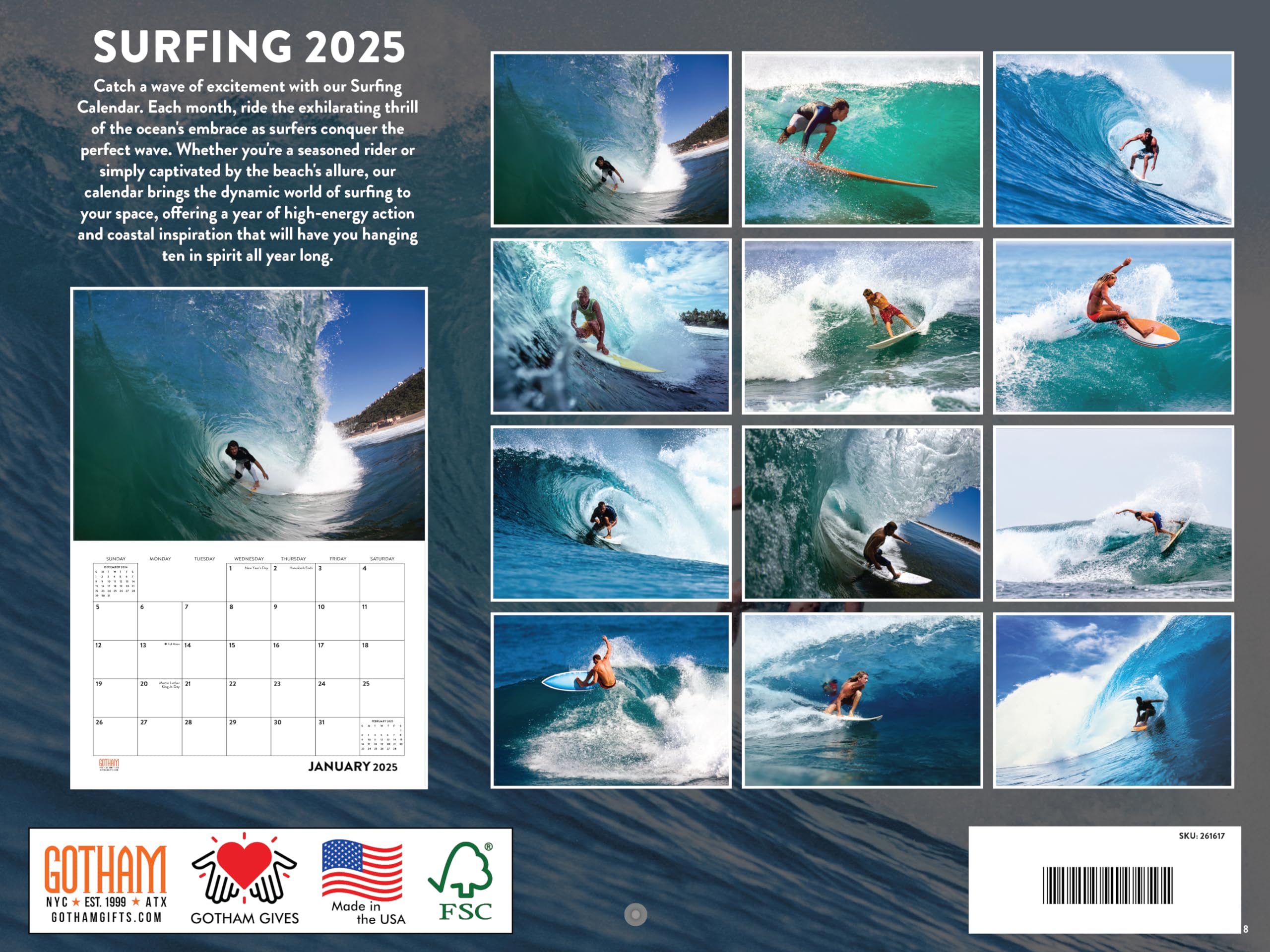 Amazon | サーフィンカレンダー 2025年 壁掛けカレンダー 波