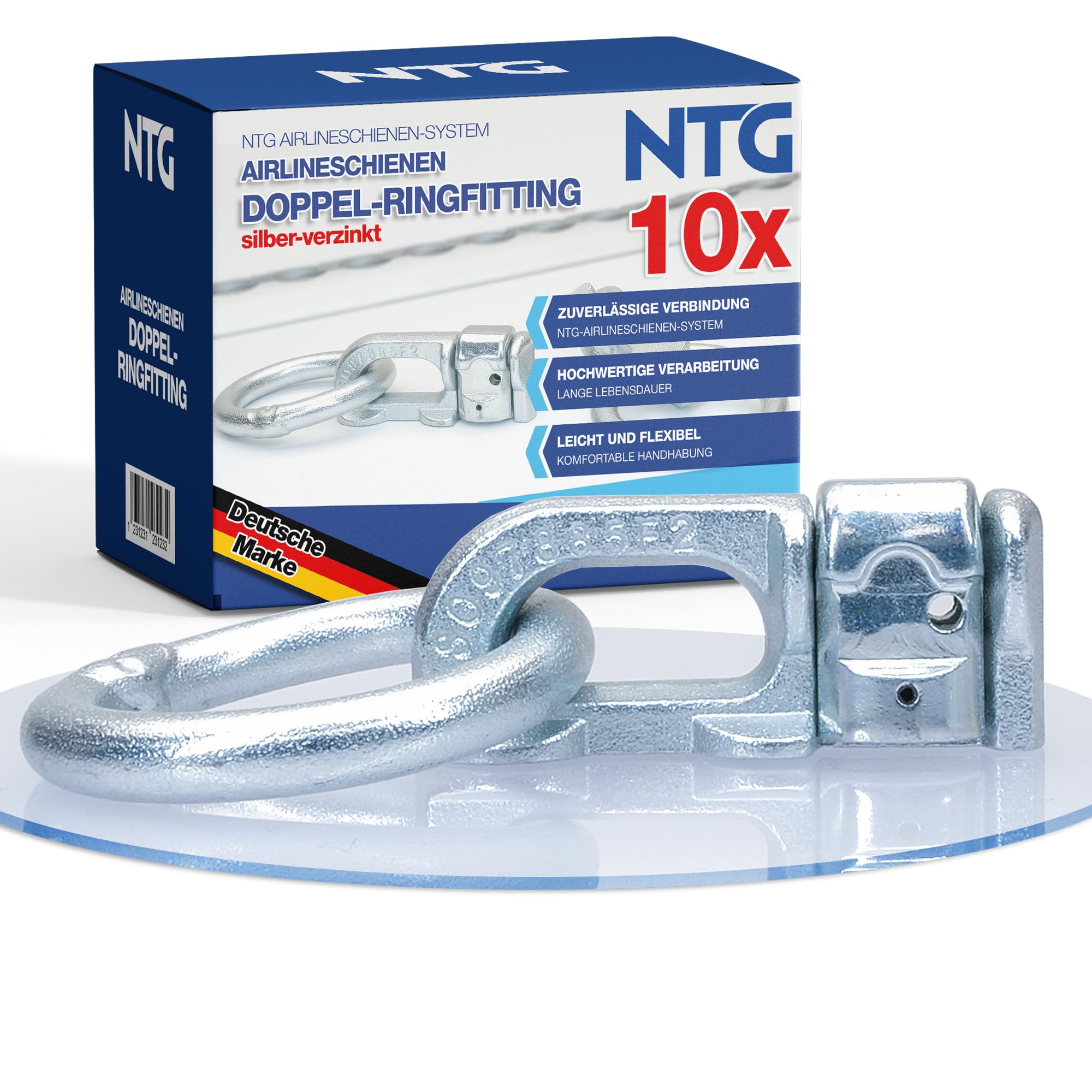 10x Double Fitting Ferrure d'extrémité, Fitting d'extrémité, Ferrure d'extrémité Double pour Rail Airlin, Rail d'arrimage, 2700 daN