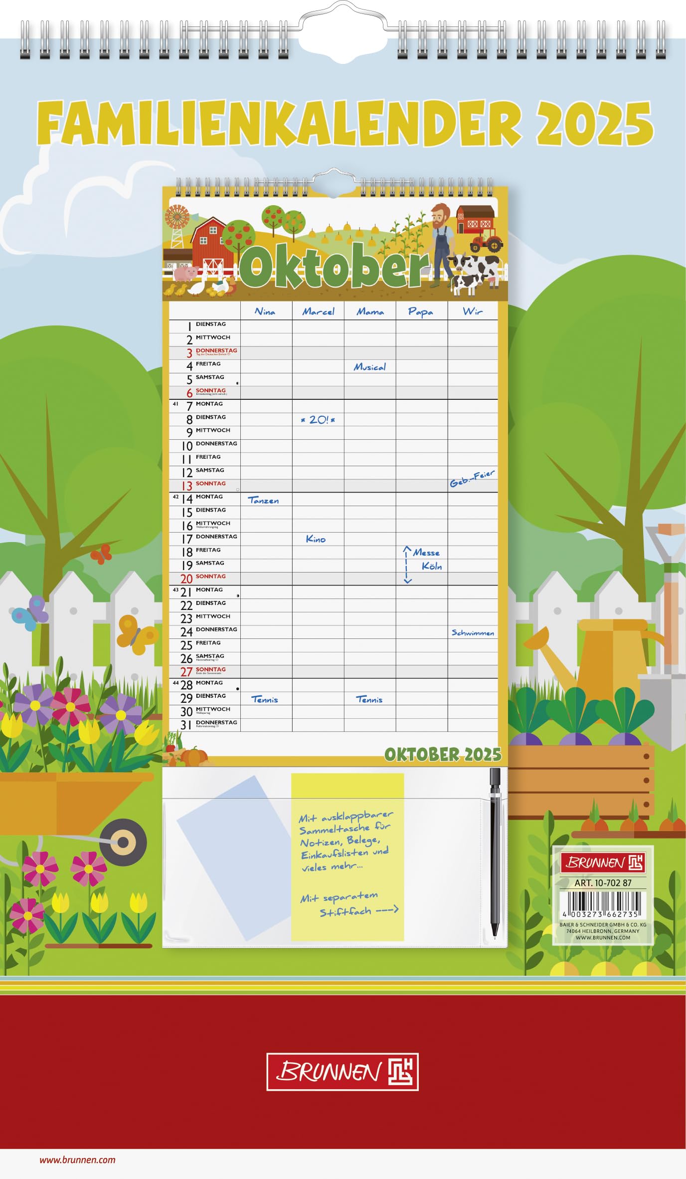 BRUNNEN Family Calendar (2025) "Graphics", 1 Page = 1 Month, 12 Sheets, multicoloured, nicht bekannt