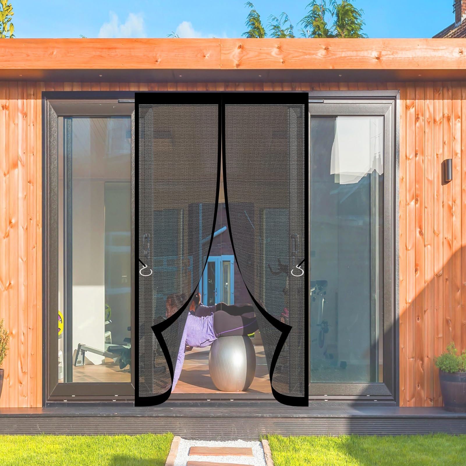 Bcxduomi Black Magnetic Fly Screen Door 80 X 206 Cm Fly Screen Door Easy To Install Hands Free Automatically Closes Curtains For Kitchen, Terrace, Corridor,