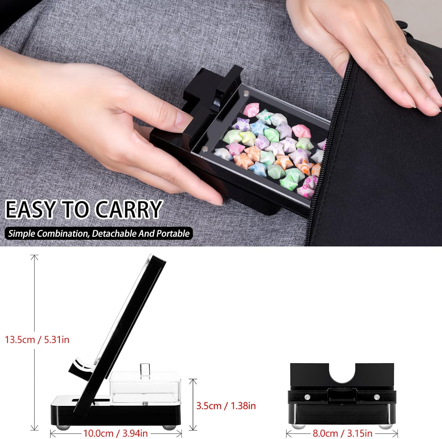 Acrylic Phone Holder Firm，Phone Stand for Desk，Star Decorations and Not Easily Damaged，Office Accessories，Novel Design,Pink Black and Clear. (Black) image 2