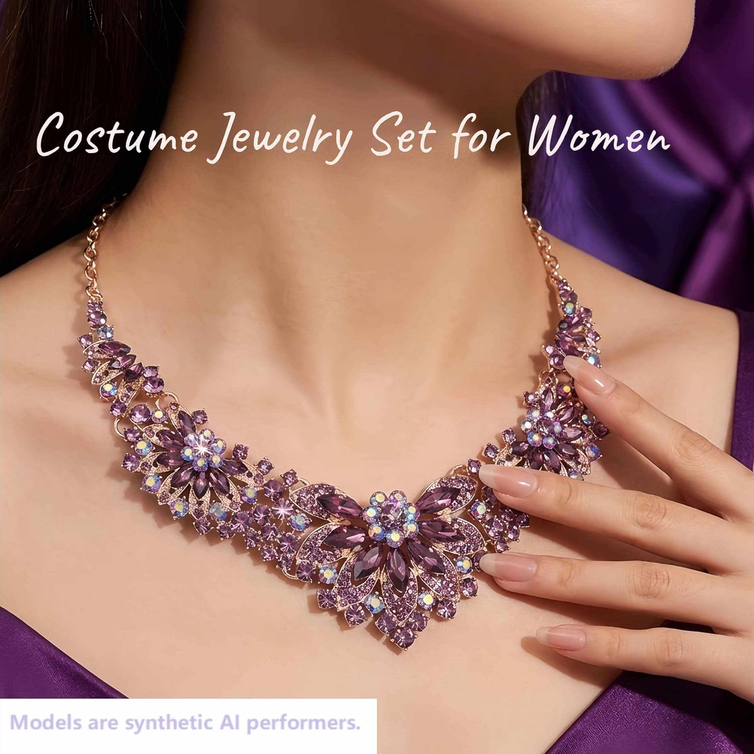 Kamirola Rhinestone Bridal Wedding Jewelry Sets ， Necklace Earrings Set Prom Formal Costume Jewelry Set for Women and Brides