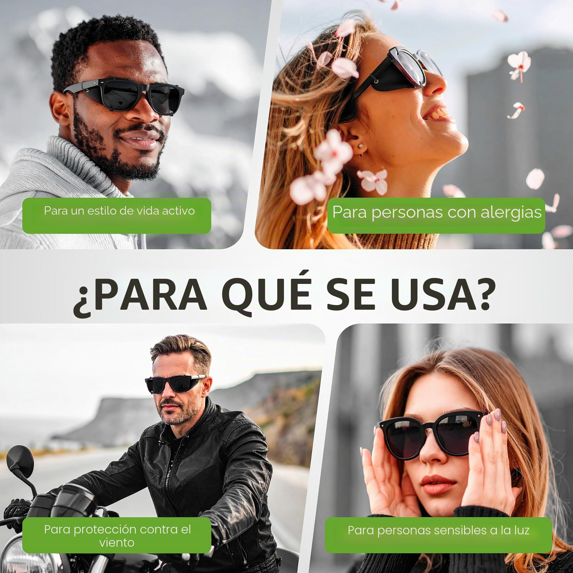 Negro Protector lateral desmontable para gafas de sol, protector lateral de cuero para proteger sus ojos, protector lateral universal