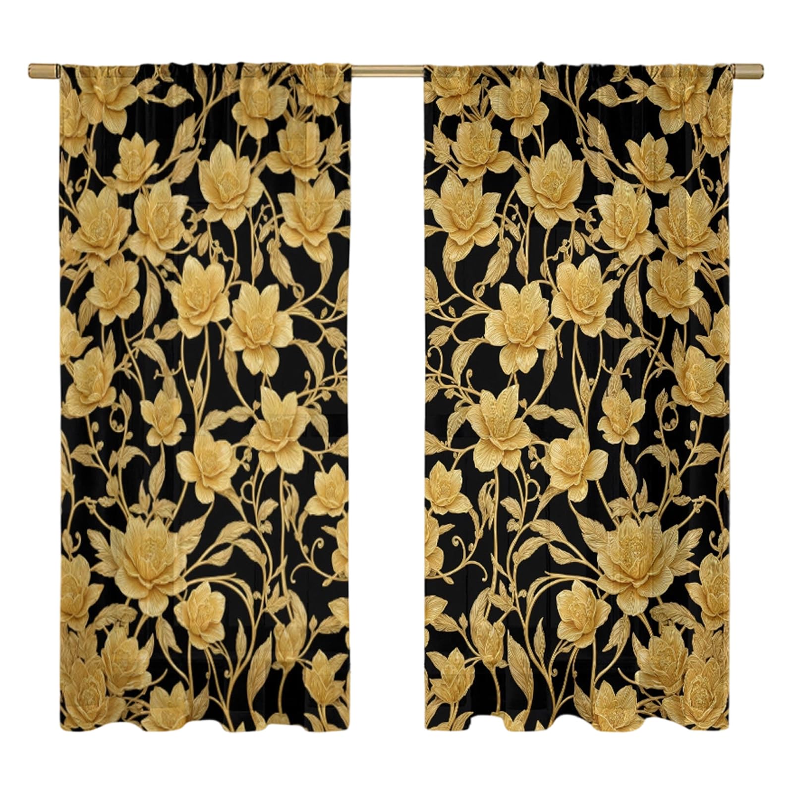 Elnwnnkc Pattern Window Curtain Polyester Sheer Panel with Rod Pocket for Living Room Bedroom Sheer Privacy Window Screen