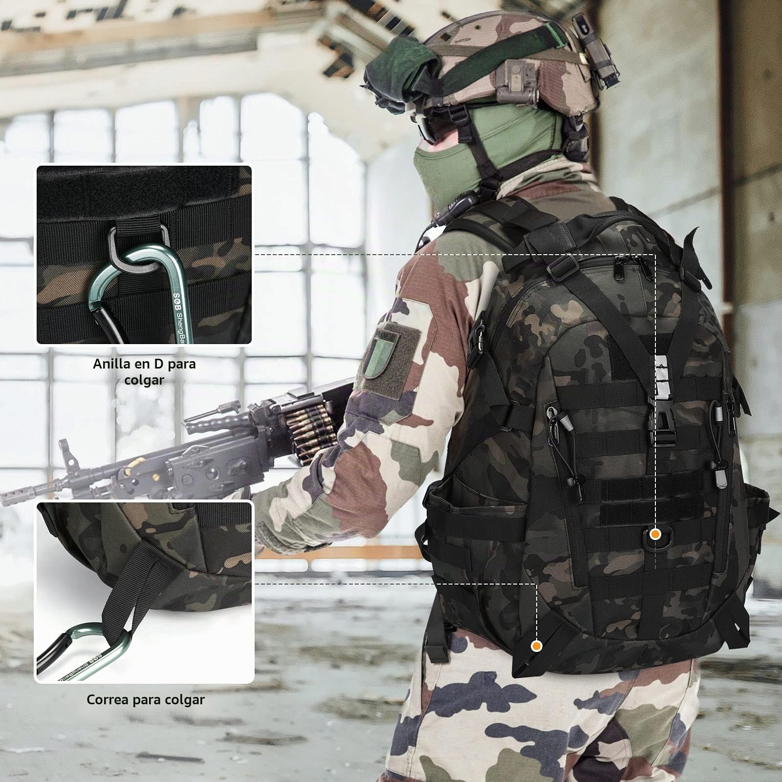 HUNTVP 30L/35L Táctical Backpack Mochila de Asalto Mochila de Marcha Molle Militar Gran Bolsa de Hombro Impermeable para Las Actividades Aire Libre Senderismo Viajar