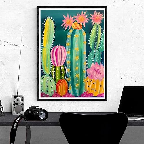 Miniatura 4 de Kaliosy Kits de arte de diamantes 5D para adultos, cactus por números, pintura de diamantes, plantas de arte de bricolaje, taladro completo,